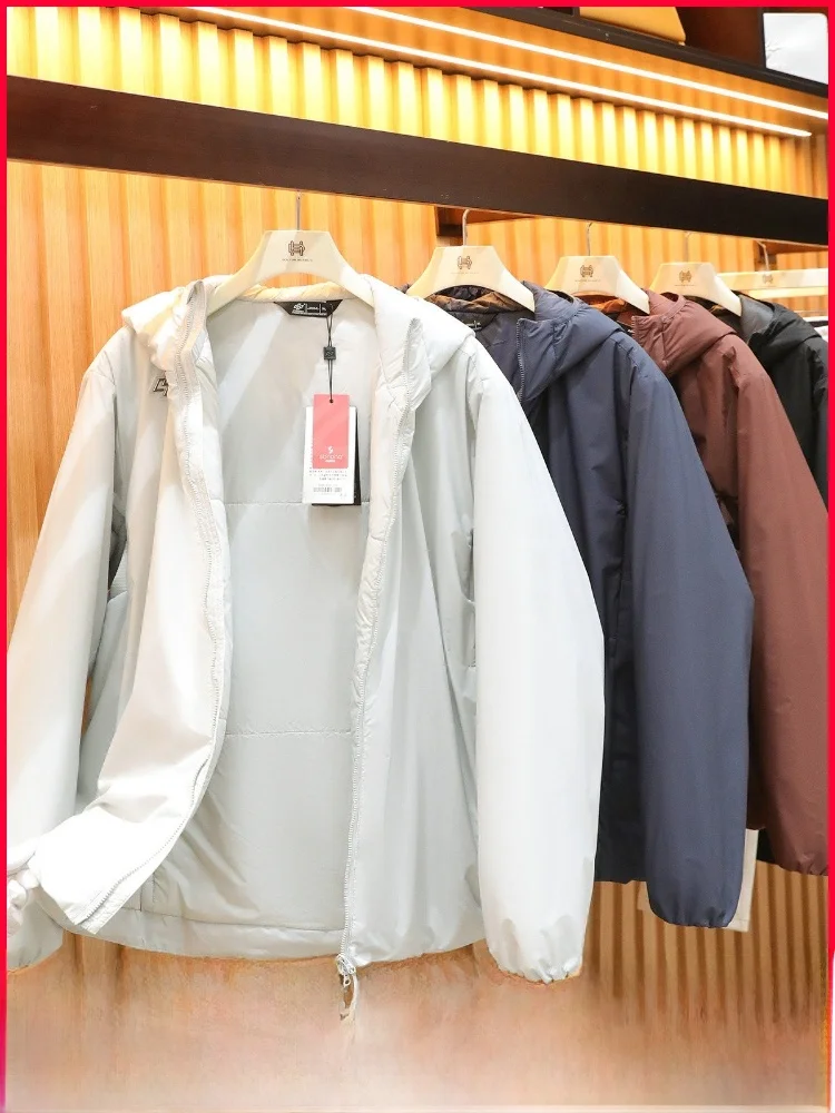 

Tech Cotton Hooded Jaet Men's Outdoor Tee-Proof Youth Faion Stand Fit Zipper Closure Long Sve Warmth Insulated Coat