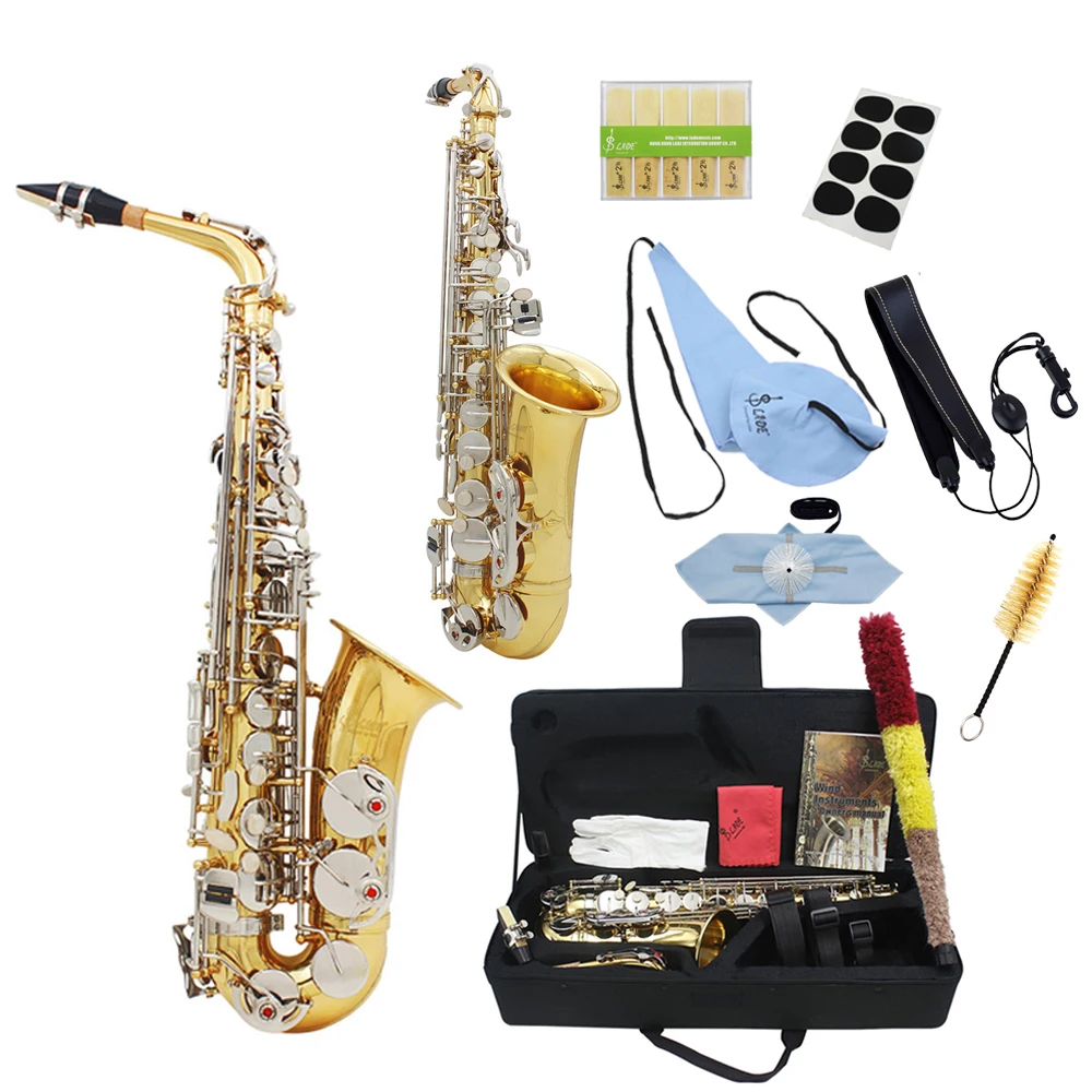 

SLADE Eb Alto Saxophone Brass Professional Saxophone Music Instrument Alto Sax with Reeds Straps Tooth Pad Brush Accessories