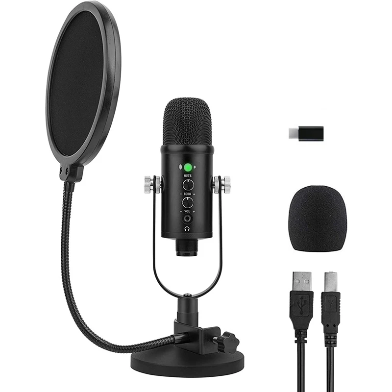 

RISE-Podcast PC Microphone,USB Microphone,Plug-And-Play Studio Microphone,With Stand,For Games,Online Chat,Video,Record,Etc