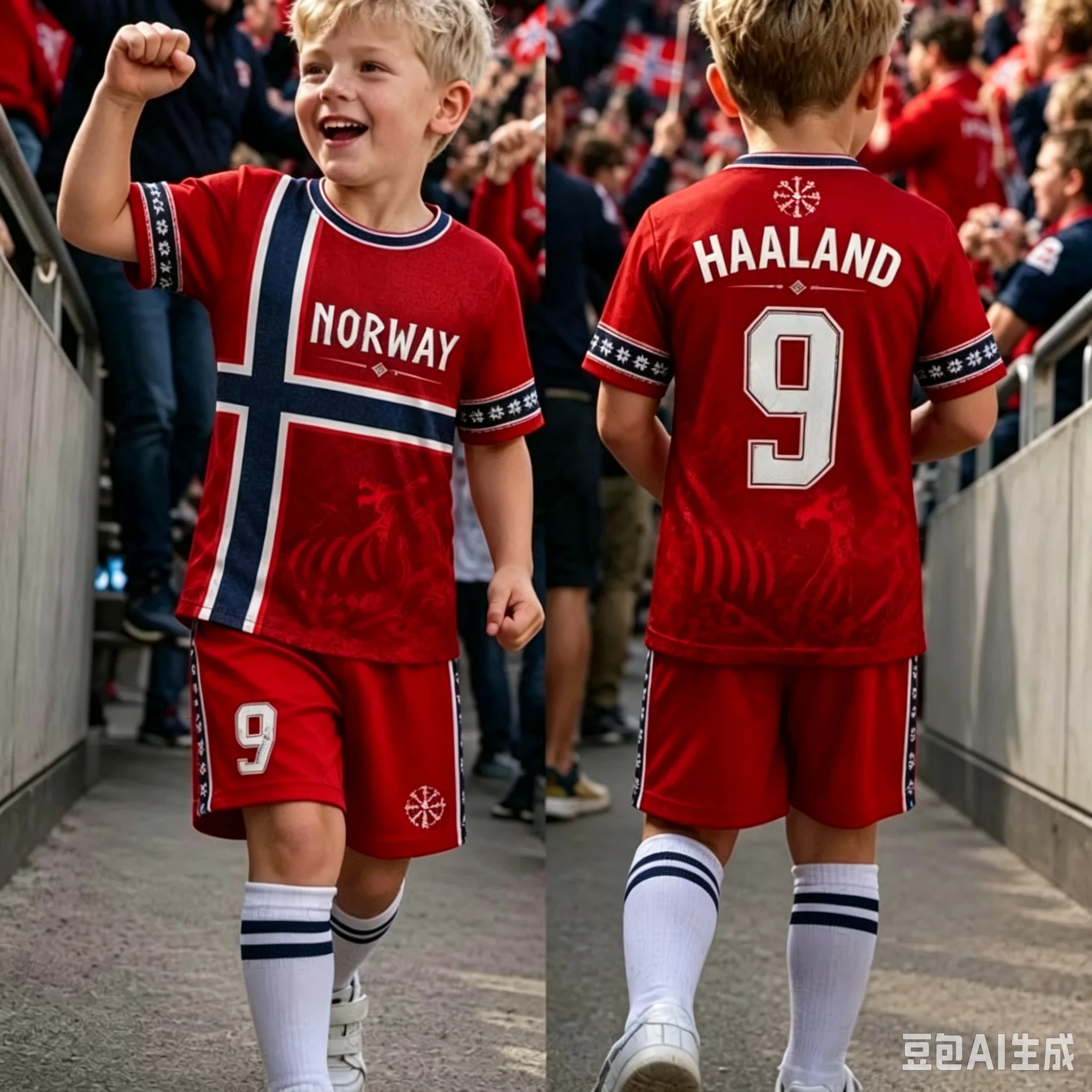 2026 Jungen HAALAND Nr. 9 Fußballtrikot T-Shirt Shorts Set Damen Herren Norwegen Fußball-Fanshirt Shorts Set Kinder Trainingsanzug 2-teiliges Set – Detail 6