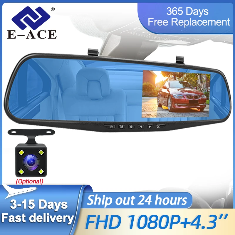

Dash Cam 4.3 Inch Car Dvr camera 24h Front and Rear 1080P Mirror Rear Camera Rearview Mirror Digital Video Recorder Dashcam car