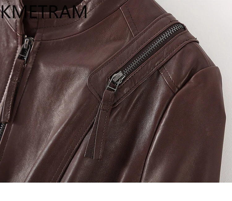 100 % Oberschicht Schaffelljacke Frau Vintage Braun Echtlederjacken Neu in Outer Herbstkleidung 2025 Damen Veste Femme