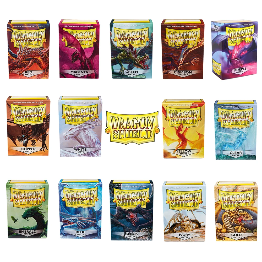 

100PCS Dragon Shield Card Sleeve Matte Red/Ivory/Clear/Crimson/Magenta/Black Protector for Trading Cards/ PTCG 66x91mm