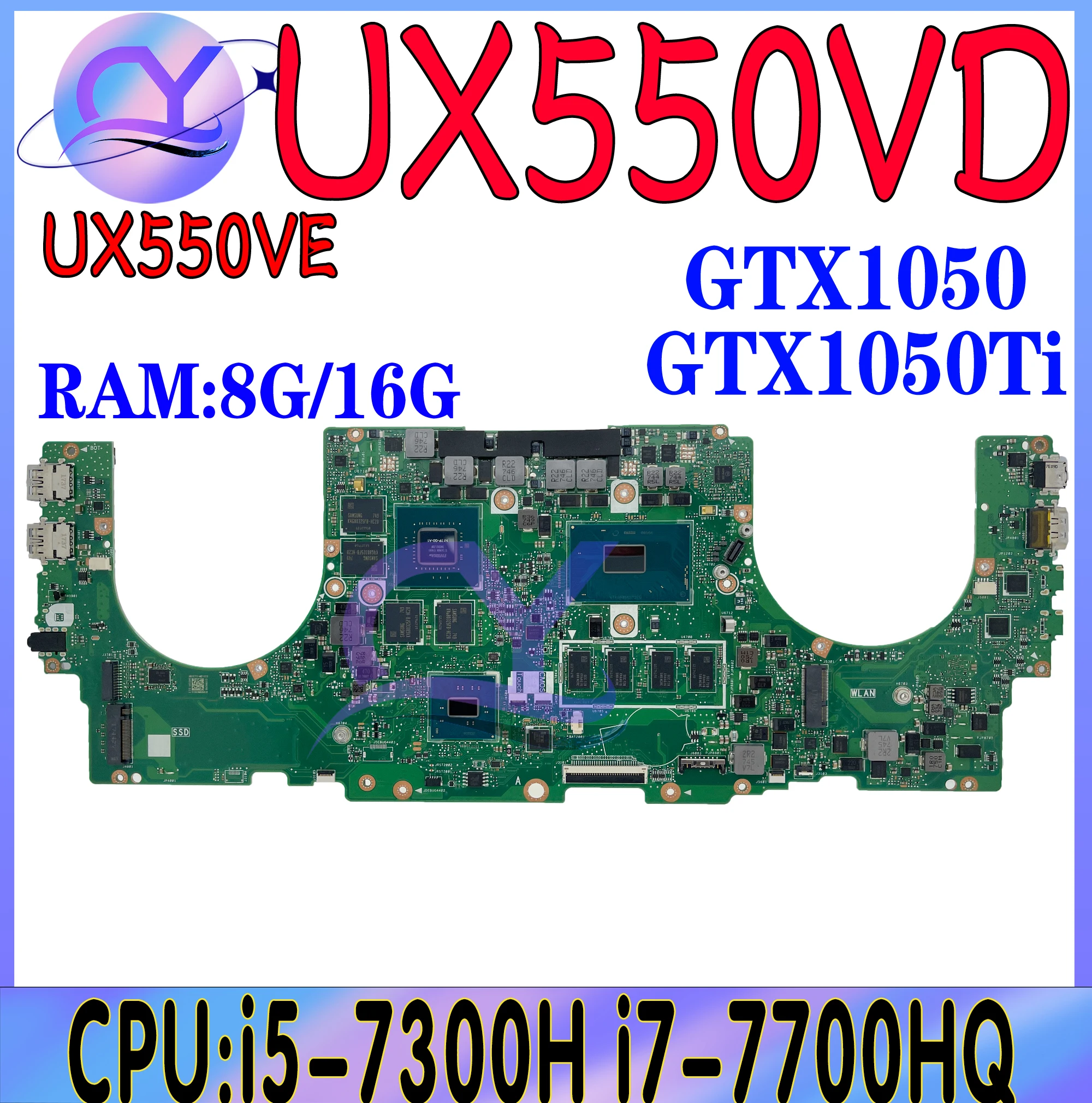 

UX550VD Motherboard For ASUS Zenbook Pro U5500V UX550VE UX550V UX550 Mainboard i5 i7-7th Gen GTX1050/1050Ti 8G/16G 100% Test OK