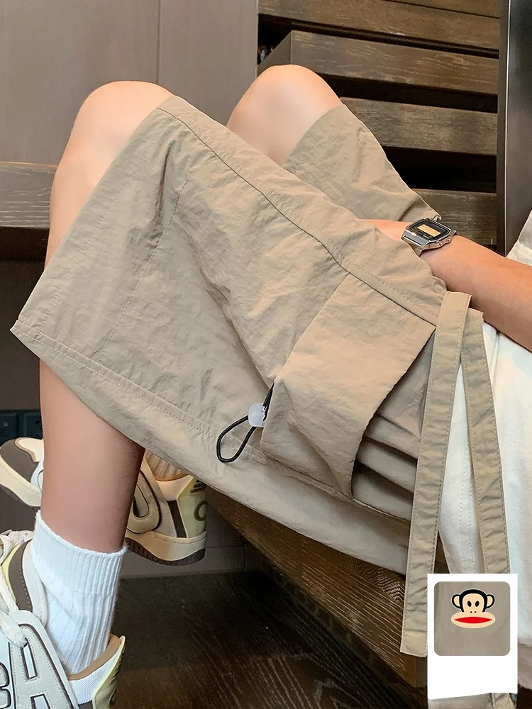 

PaulFrank American Sle Ice Silk Workwear Casual orts Men Summer Thin Qui Dry Sports Five-Quarter Length Straight Leg Pants