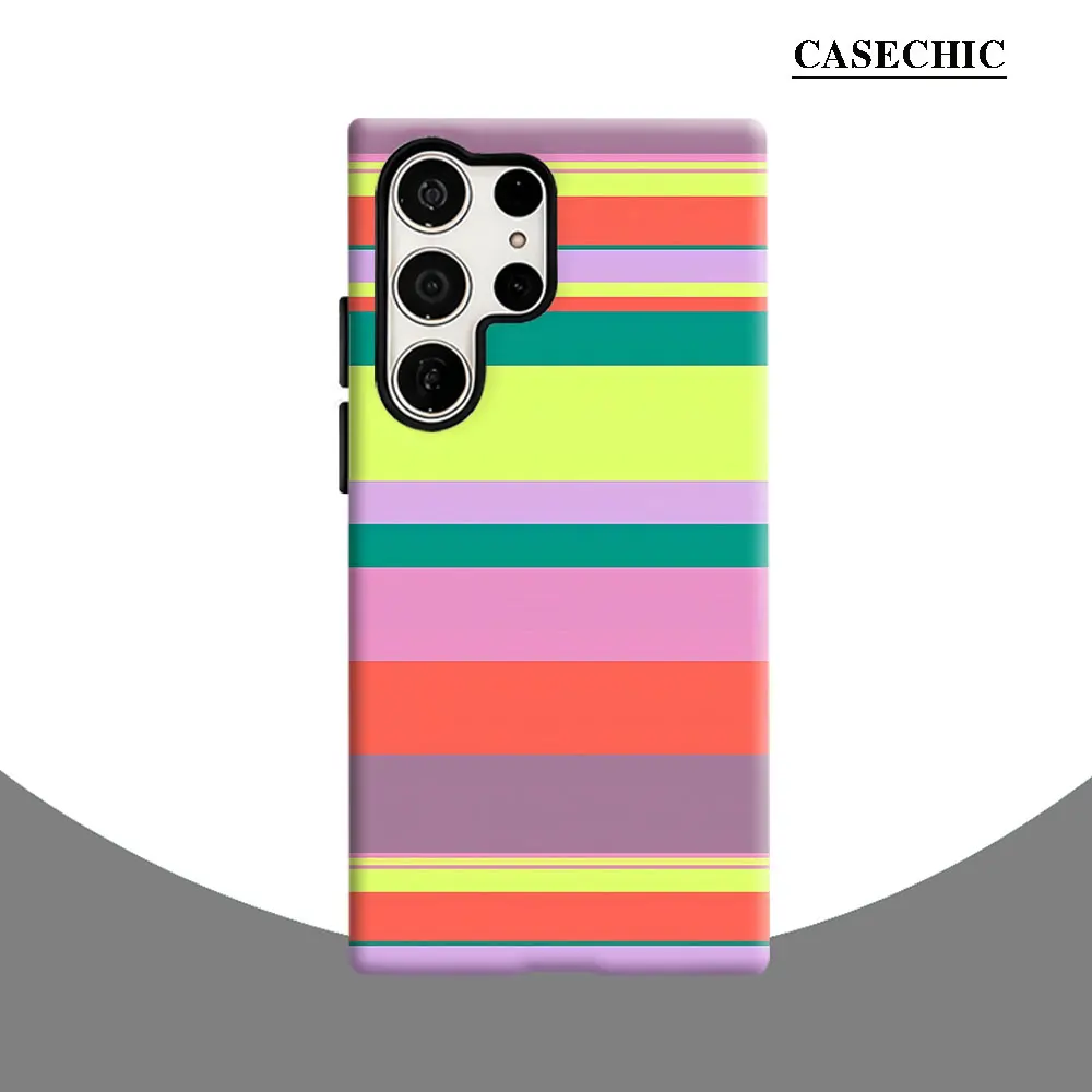 Vibrant Color Bands Phone Case for Samsung Galaxy S26 S25 Ultra S24 S23 Ultra Plus Shockproof Double layer tough Back Cover