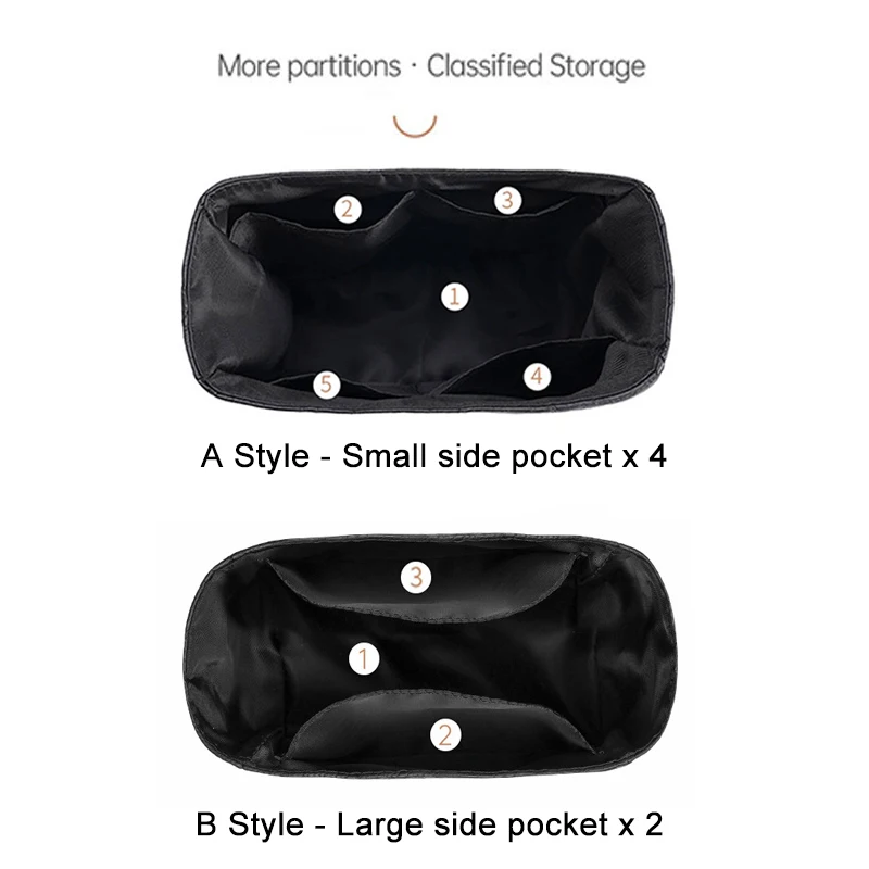 EverToner Black DuPont Paper Bag Organizer for ysi LE 5 À 7 Hobo Insert Layered Liner Cosmetic Finishing Storage Bags