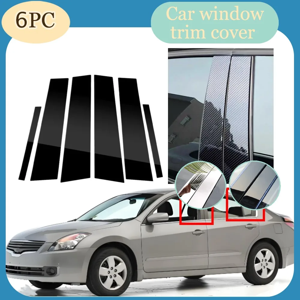 

6PCS Gloss Black Silver Carbon Trim Pillar Posts Fit For Nissan Maxima A34 J31 2004 2005 2006-2008 Window Door Moulding Cover
