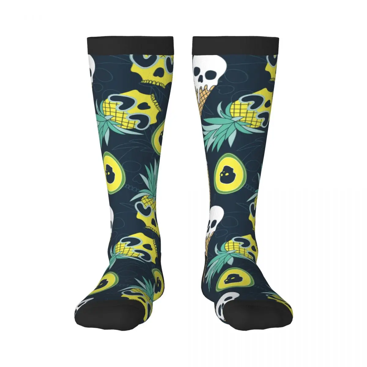 Summer Skull Of Hilarious Pineapple Ice Cream Avocado Socks Harajuku Business Sports Outdoor Long Sox