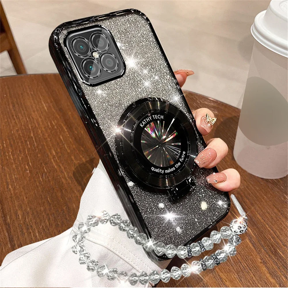 Voor Xiaomi 14T Glitter Kristal Armband Telefoon Houder Case Voor Xiaomi 13T 12T 11T 14T Pro 13 12 11 Lite 5G NE Stand Silicon Cover