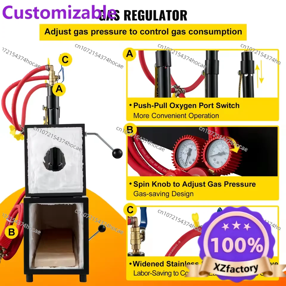 Factory Direct 2026 Top Fornace a Gas Rotonda e Quadrata per Fucinatura, Forno per Fusione a 3 Bruciatori, Kit Fucina a Gas per