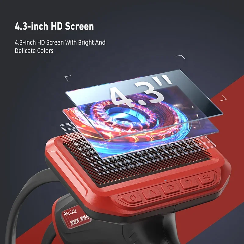 Factory Custom 4.3 Inch HD With LED Inspection Camera  IP67 Endoscope Cleaning Tool 2 Million Pixel Lens Car Evaporator Wash
