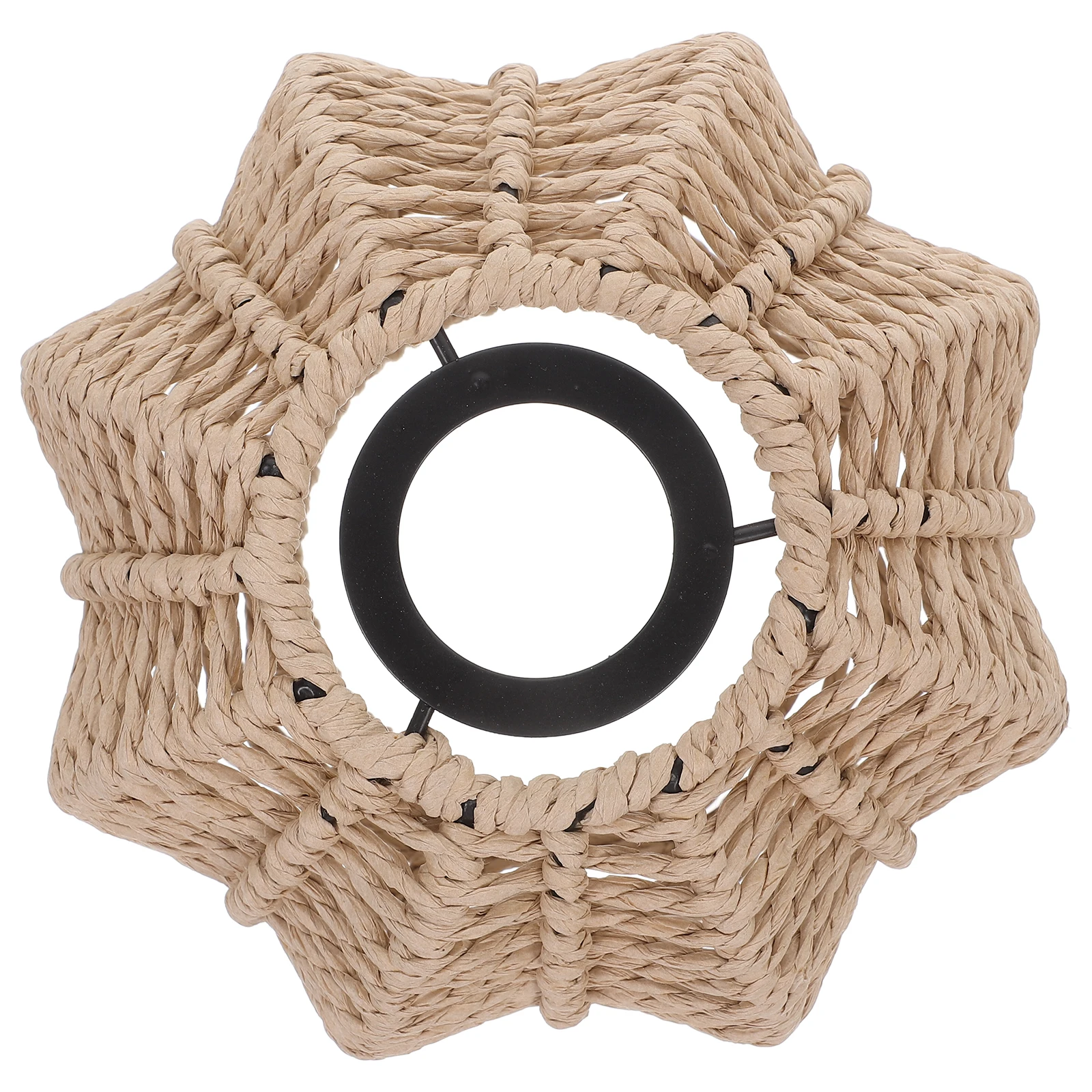 

Paper Rope Lampshade Ceiling Light Fixture Cover Vintage Bulb Iron Conical Hanging