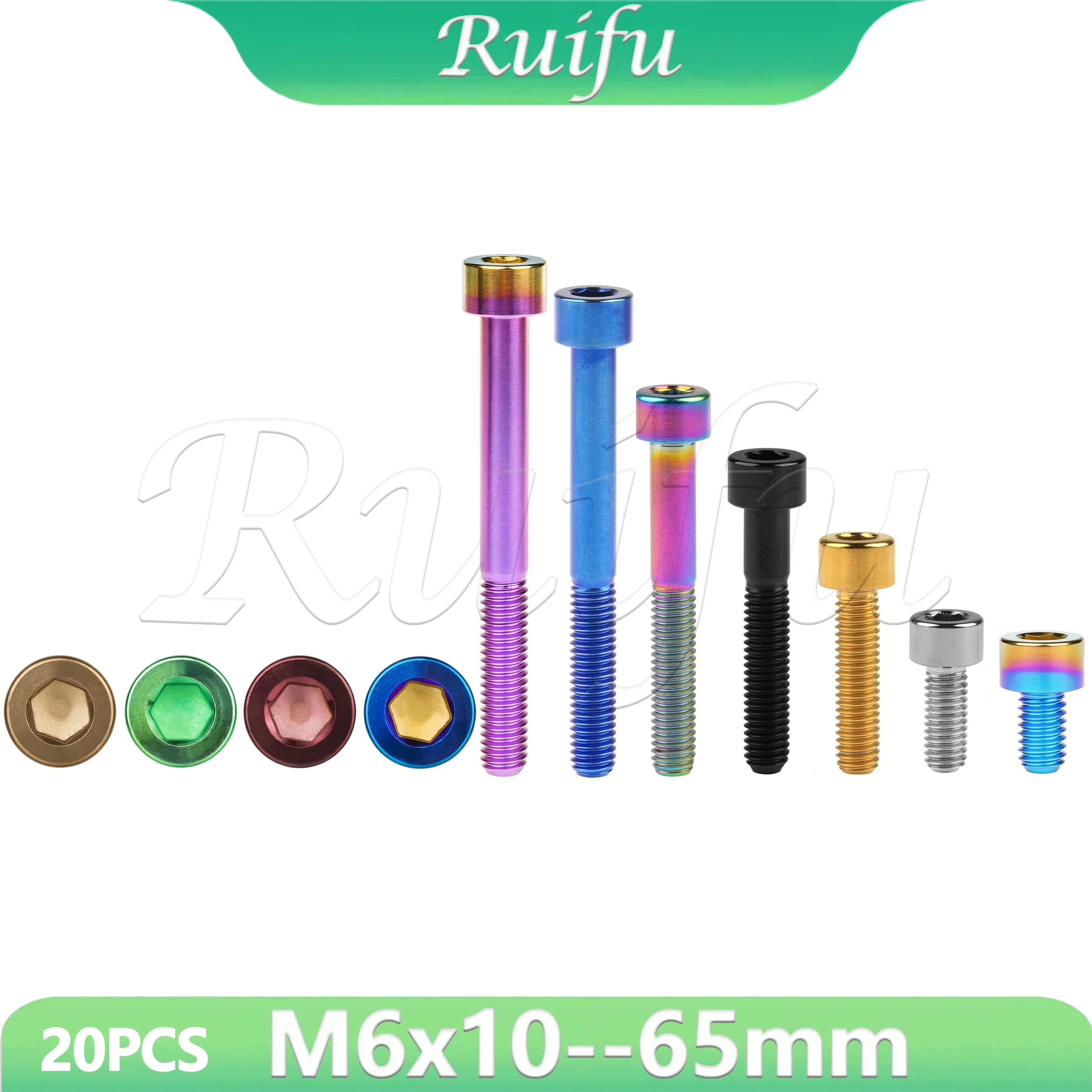 

Ruifu Titanium Bolt 20PCS M6 x 10-- 65mm Screw for Bicycle Headset Brake