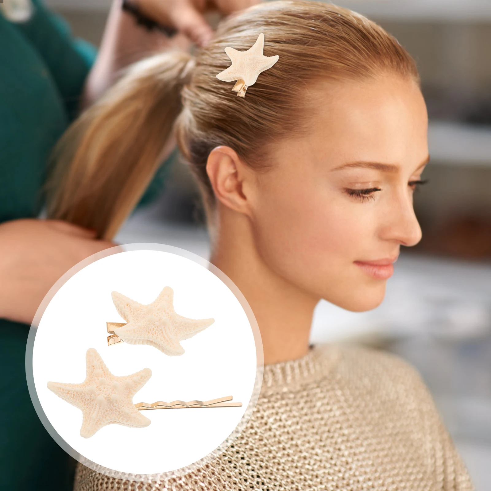 

2pcs Star Clips Mermaid Accessories Sea Animal Decorative Barrettes Retro Vintage Side Clamps Beach Summer Outfit Women Seashell