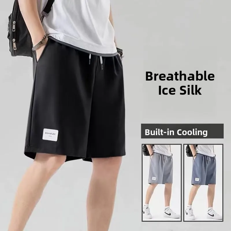 

Summer Casual Baskeall orts Men's Loose Fit Running Pants Elastic Waist Polyester Fiber Five-Quarter Length Outdoor Wear