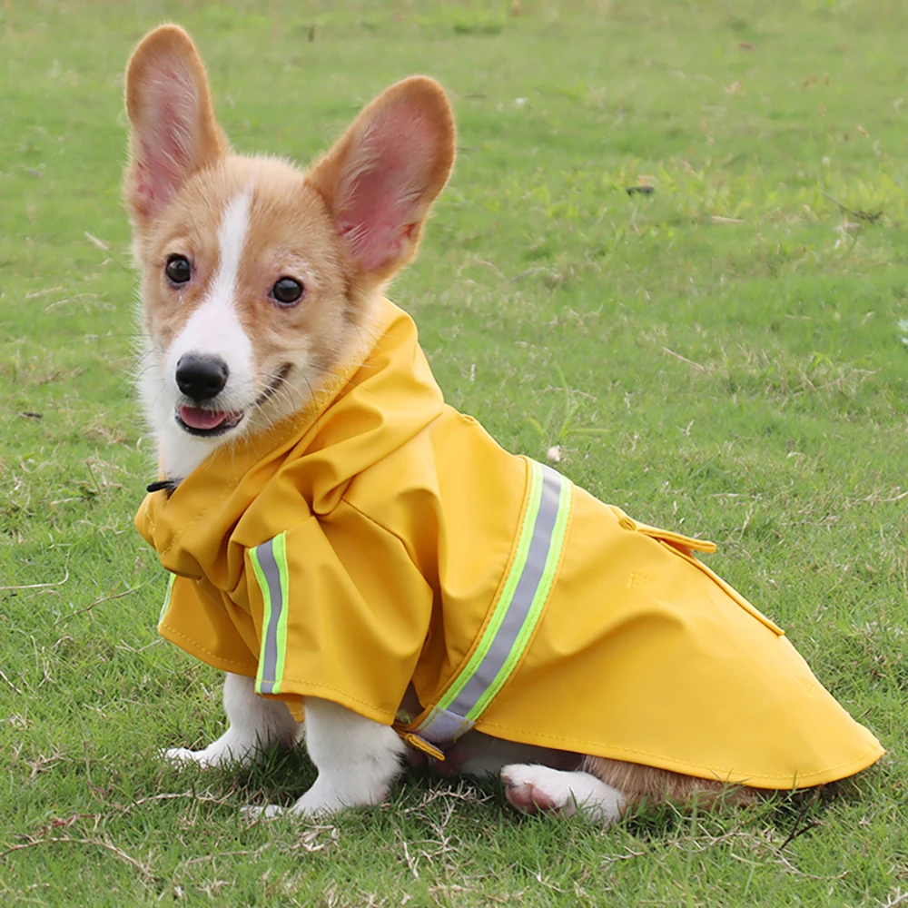 Large Dog Raincoat Corgi Cloak Style Puppy Waterproof Dog Clothes Reflective Pet Windproof Rainproof Hooded Raincoat for Dog