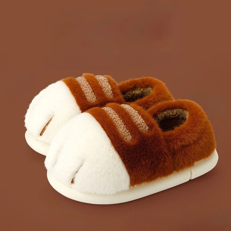 Cute Cat Paw Print Couple's Cotton Shoes Keep Warm Women Slippers Plush Home Man Cotton Slippers Non Slip Men Women Shoes Winter