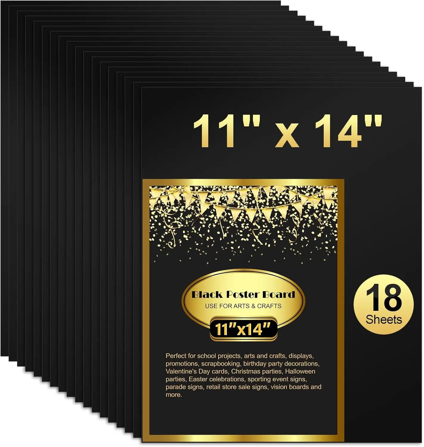 

18 Black Poster Boards 11x14 for School Projects Classroom Arts Crafts Presentations Drawing Scrapbooking