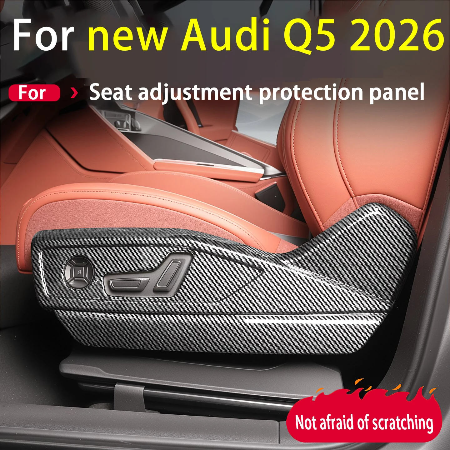 For Audi Q5 GU 2026 Seat Adjustment Side Panel Protector Anti Kick Scratch Guard Carbon Fiber Car Interior Trim Accessories