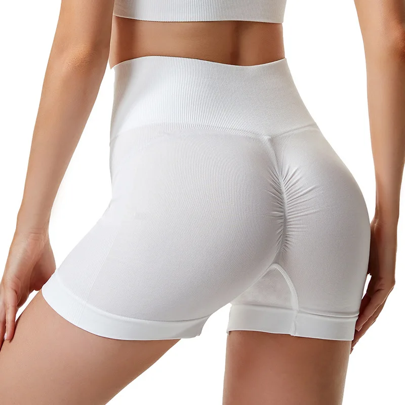 High Waist Breathable Nude Running Shorts Women's Hip Lifting Tight Yoga Pants Training Quick Dry Fitness Sports Shorts