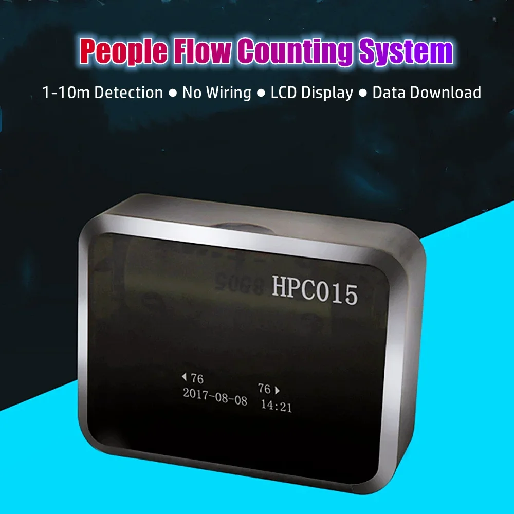 IR Infrared Beam People Flow Counting System 1~10m Wide Counter Person Range Display Passenger Detection System LCD Counting