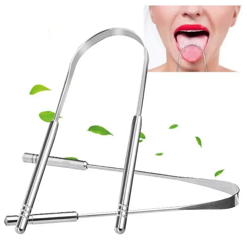 2Pcs Tongue Scraper Stainless Steel Tongue Cleaner Oral Care Hygiene Scraper Dental Oral Care Hygiene Health Care Tool