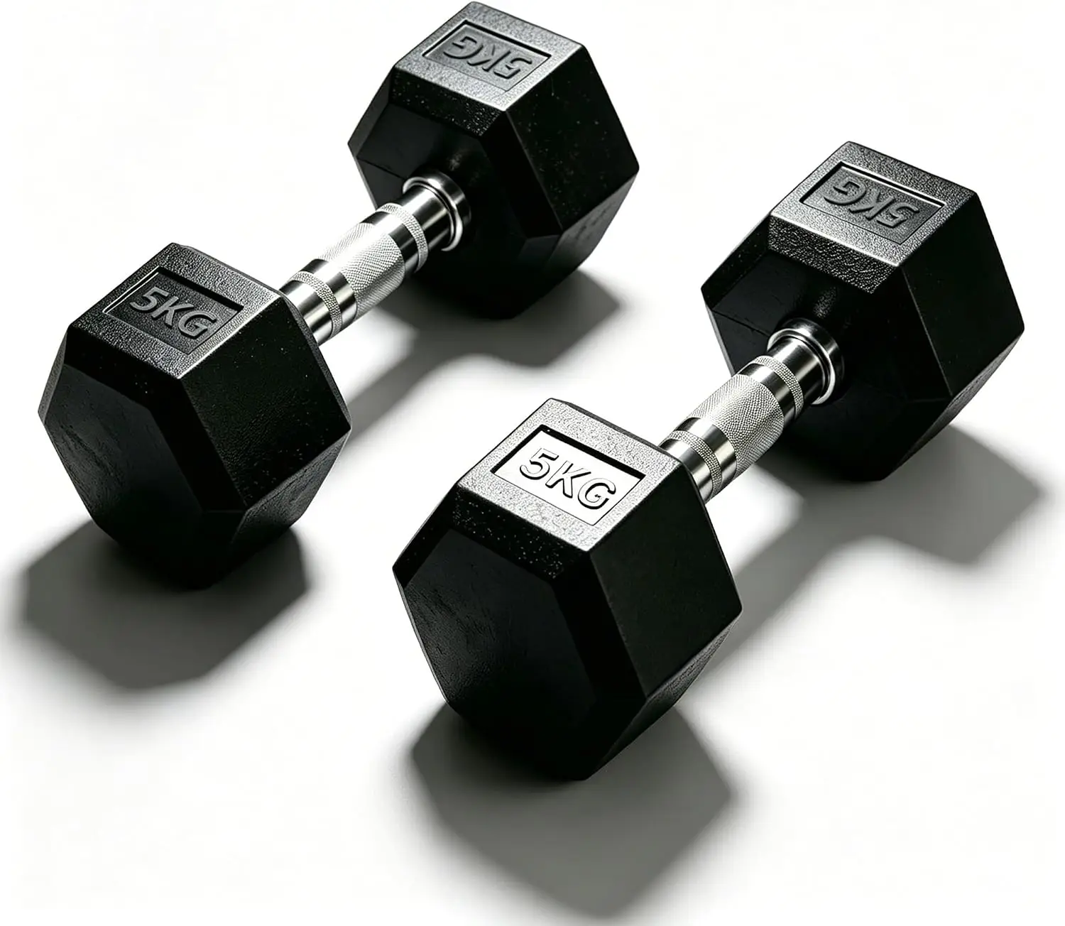 MCC Direct Professional Grade Rubber Hex Dumbbells - Anti-Roll, Noise-Reducing, Ergonomic Knurled Grip for Home Gym & Studio Strength Training 2 PCS dumbbells per set (1 PC dumbbell's weights