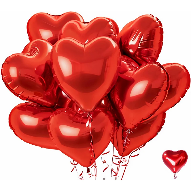 1/5/10Pcs 18inch Red Love Heart Shape Foil Balloons Wedding Birthday Party Decorations Aluminum Foil Ballons Air Balls Globos