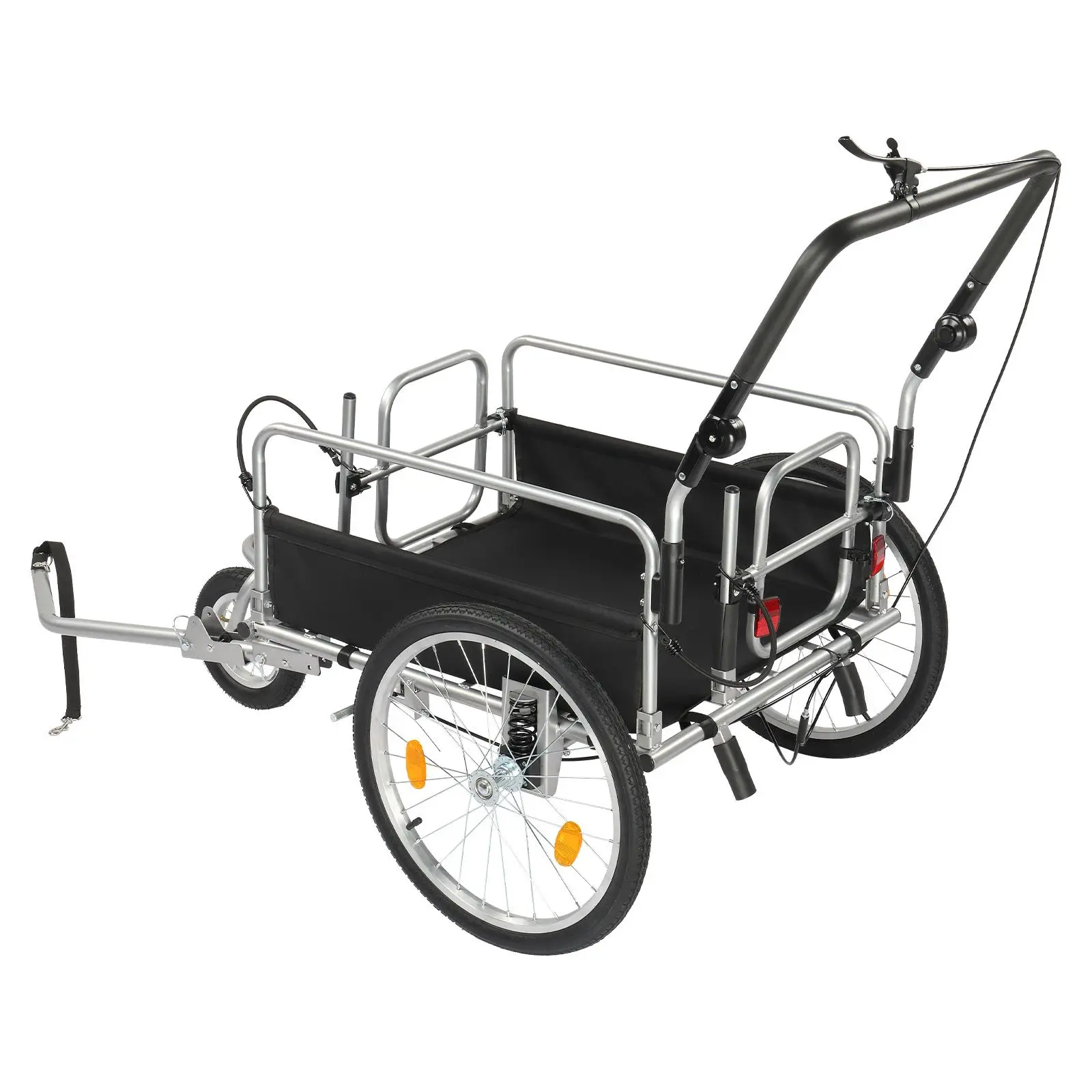 Steel bicycle trailer frame with handrails, utility trailer