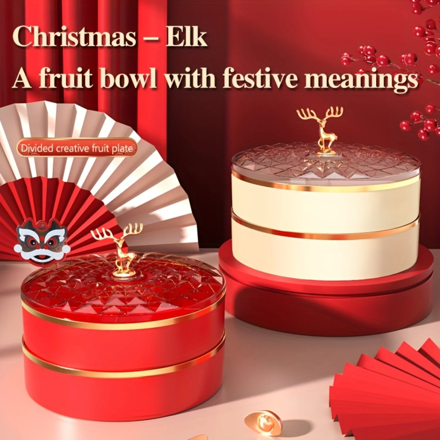

Creative Candy Box With Lid, Snack Nut Box, Festive New Year Spring Festival Snack Box, Large Capacity Multi-layer Stacking Fr