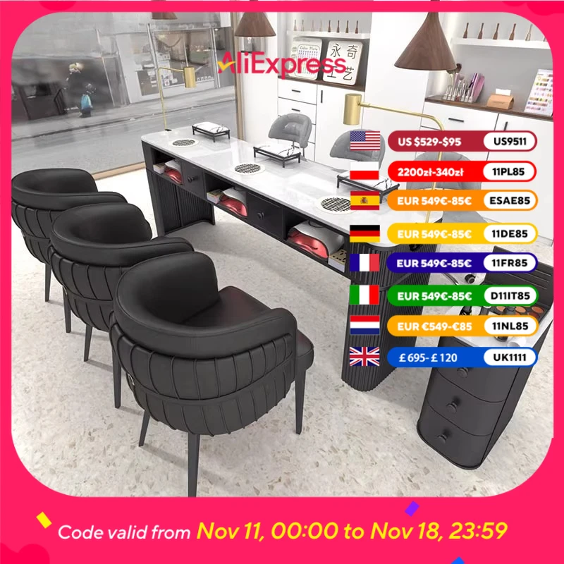 

Dust Collector Nail Table Light Fancy Modern Workstation Equipment Nail Desk Salon Designer Mesa Para Manicurista Furniture