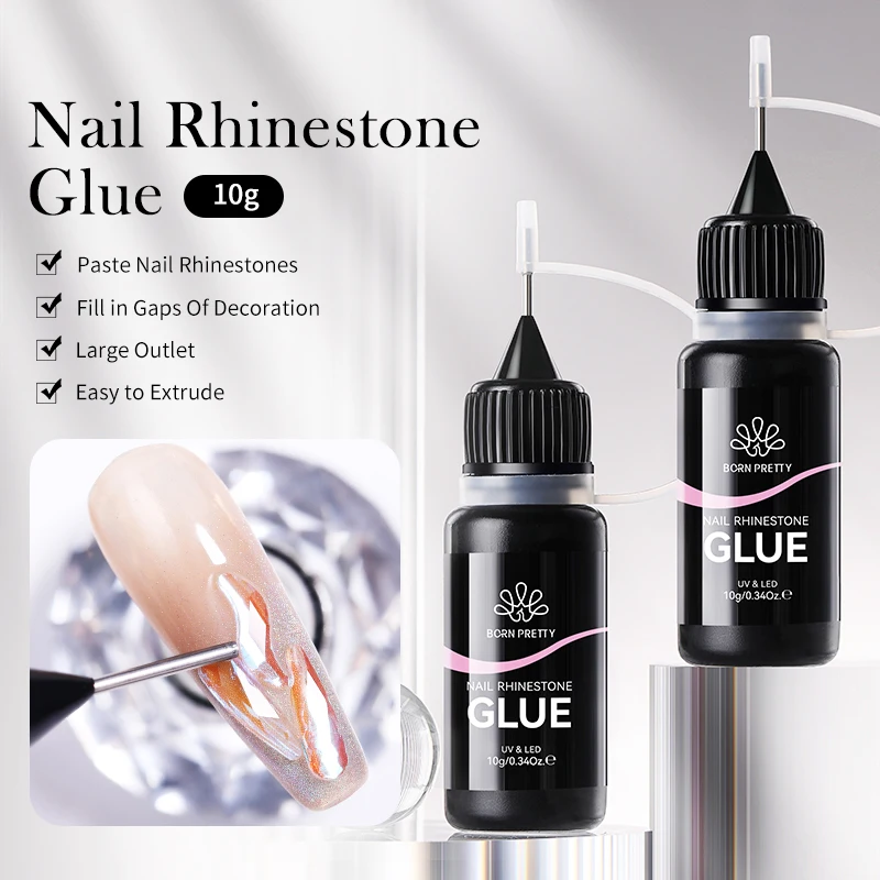 BORN PRETTY 10g Nail Rhinestone Adhesive Glue For Stick The Drill Tranparent Nail Glue Soak Off UV LED Nail Art Gel Varnish