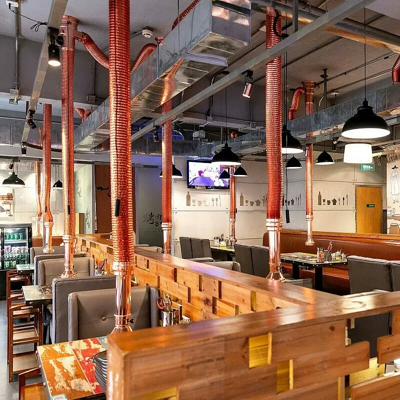 for Korean BBQ Shop Exhaust Equipment Indoor Barbecue Retractable Exhaust Pipe Smoke Extractor Commercial Upper Exhaust
