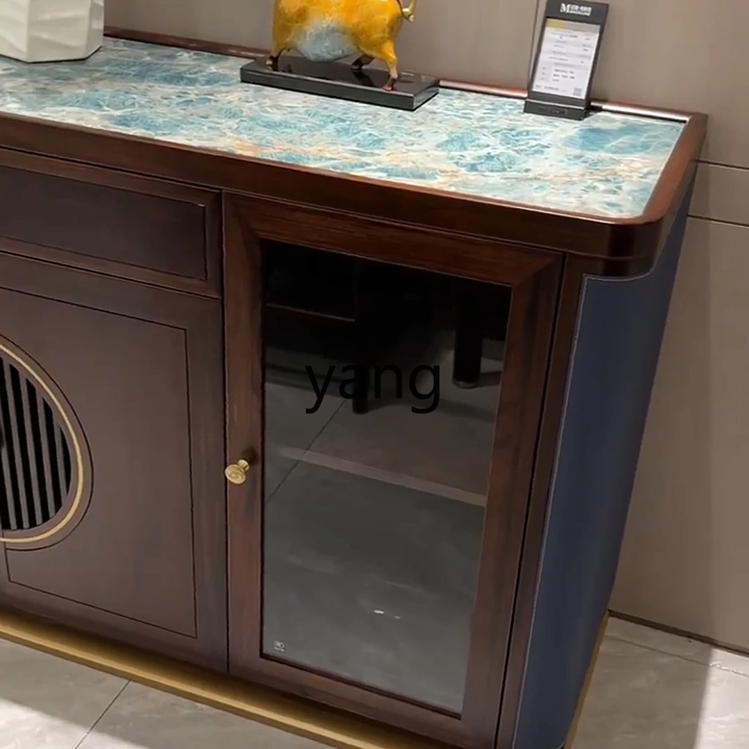 CX new Chinese rock slab dining side cabinet modern living room light luxury solid wood enigma cabinet