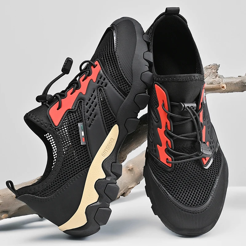

Mesh Men Shoes Summer Outdoor Quick Drying Hiking Shoes Hollowed Out Breathable Anti Slip One Foot Barefoot Casual Sports Shoes