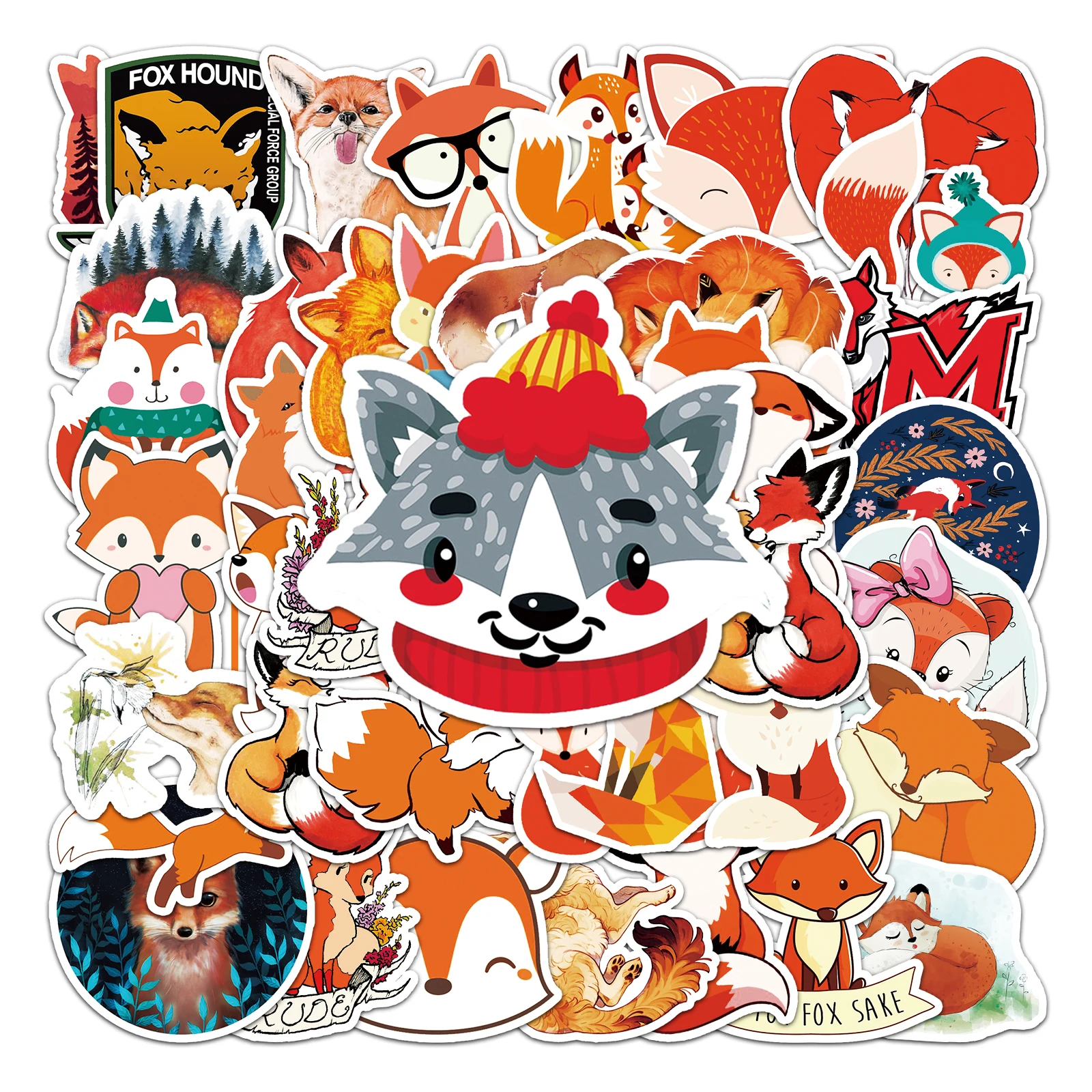 

50pc Fox series Cartoon Cute Graffiti Stickers Suitcase Laptop Guitar Skateboard Personalized Decoration Stickers