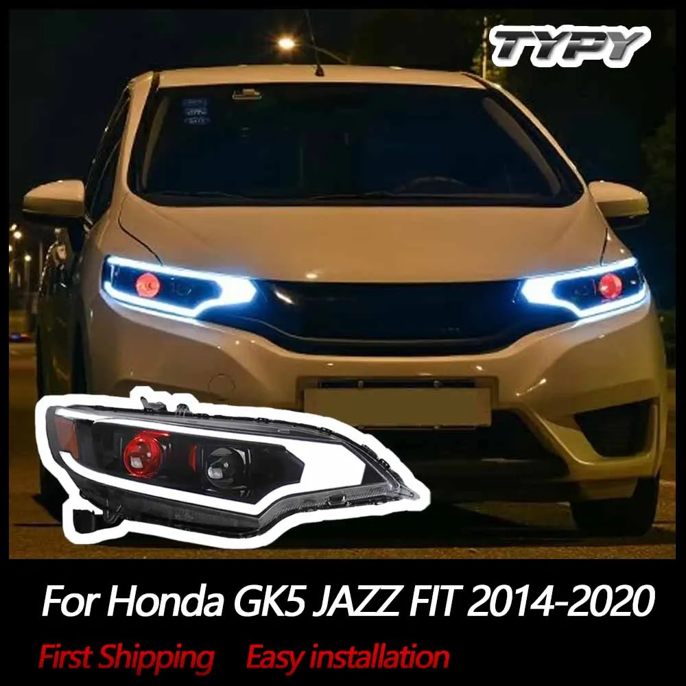 

Car Lights LED Head Lamps For Honda GK5 JAZZ FIT 2014-2020 Demon Eye Headlights Assembly Xenon lamp Dual Light Lens