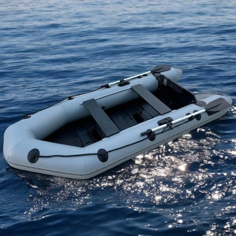 280cm  Wholesale Price 0.7 mm Pvc 2 3 4 5 Person Wood Floor Inflatable Pontoon Rowboat Dinghies Can Install Engine