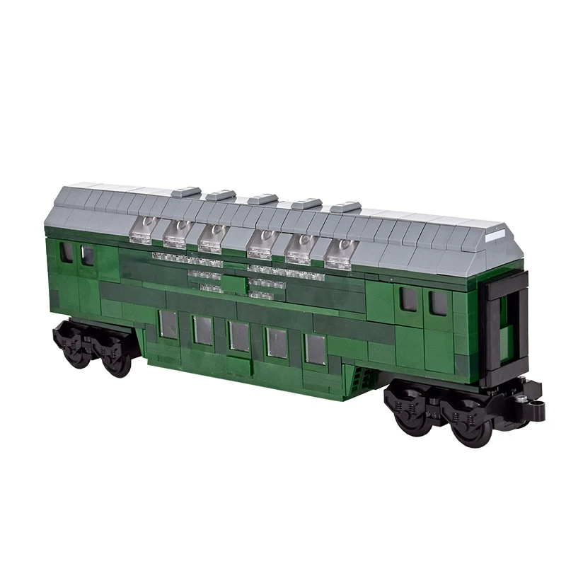 MOC City kreatywny piętrowy pociąg pasażerski Rheingold ekspres kolejowy klocki do budowy cegła DIY zabawka techniczna na prezenty dla dzieci