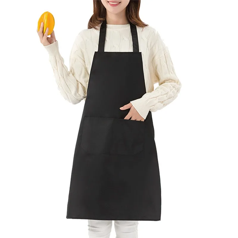 Solid Cooking Apron With Pocket Kitchen Chef Cleaning Restaurant Waitress Apron Keep The Clothes Clean Sleeveless Convenient