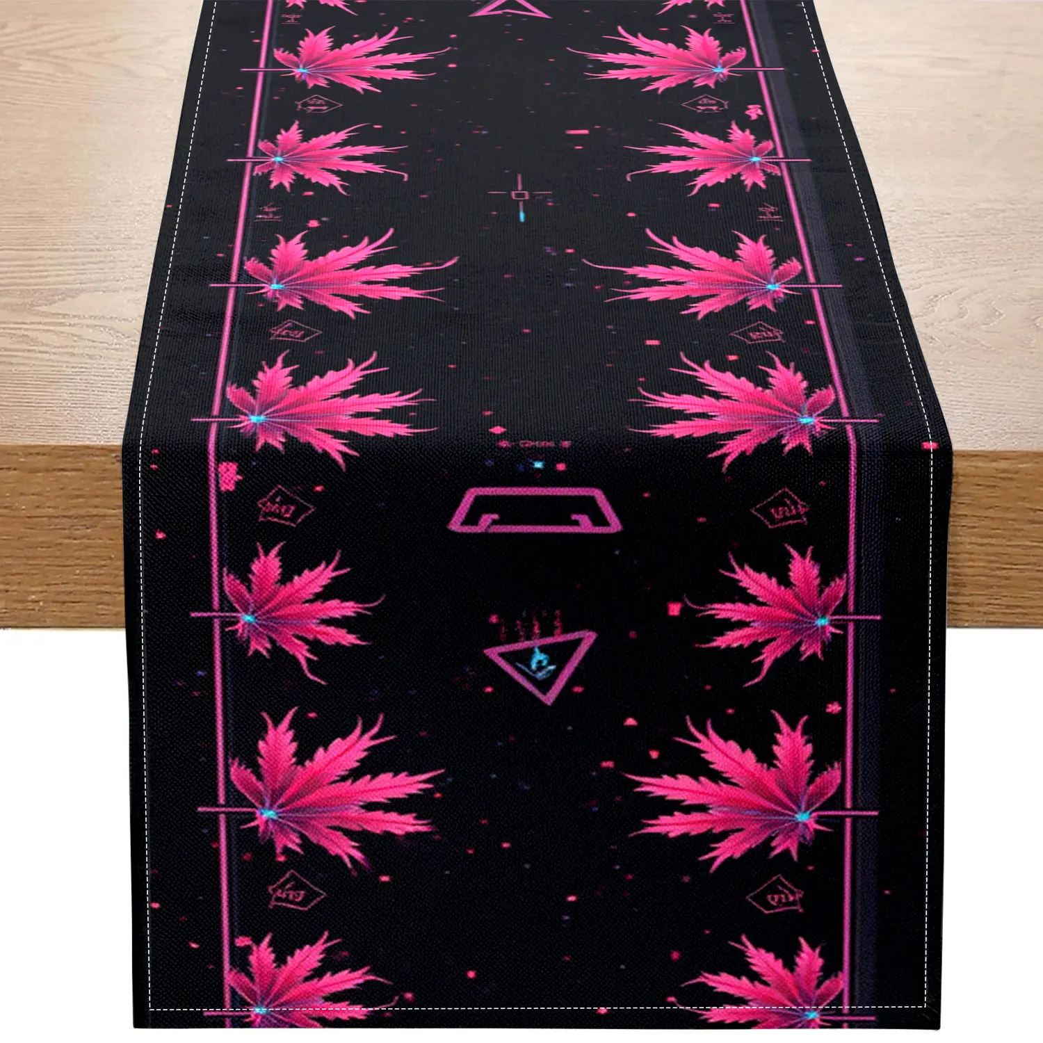 

1 Piece of Neon Maple Leaf Gaming-Themed Table Runner with Maple Leaf Pattern, Suitable for E-Sports Rooms, Gaming Parties, and Trendy Decorative Scenes.