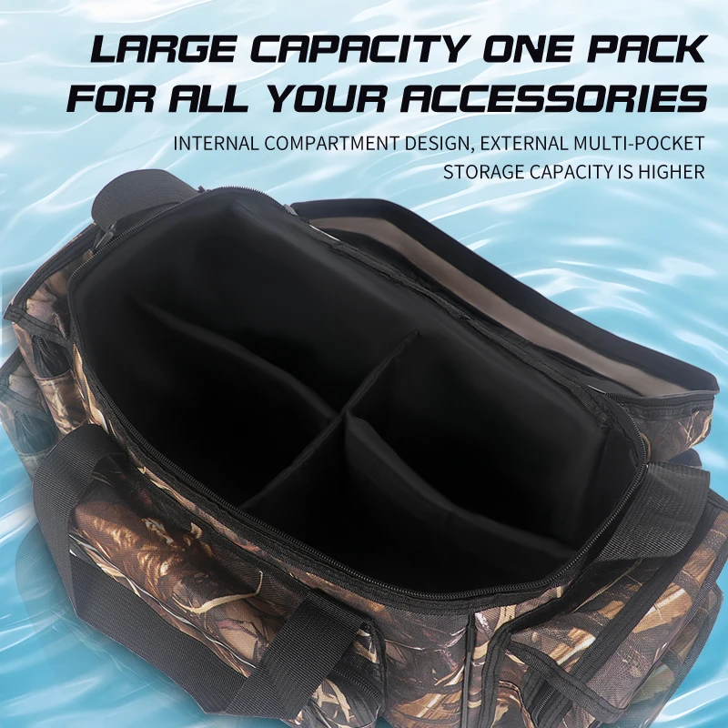 Waterproof Fishing Bag Nylon Large Capacity Multi Purpose Fishing Tackle Two Layer Waterproof Outdoor Shoulder Bags image 3
