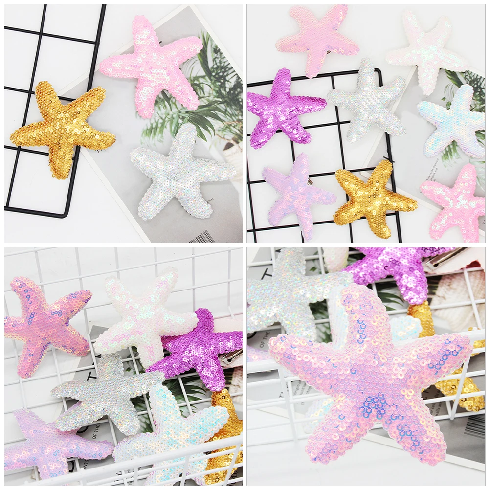 

16pcs Sequin Duckbill Hair Clips Mini Sea Star Accessories for Girls 8 12 Years Old Lightweight Kawaii Star Hair Clips Trendy
