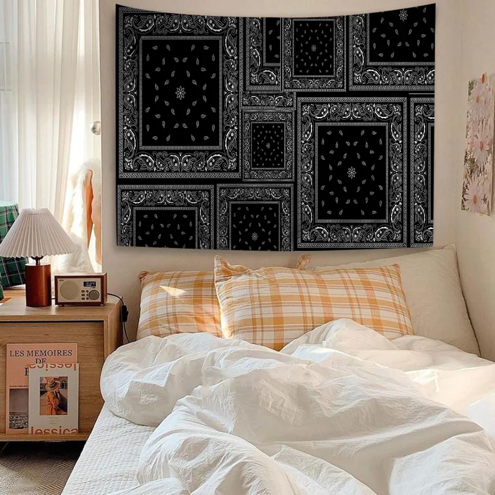 

Красочный гобелен с принтом банданы, настенный богемный настенный гобелен, Мандала, настенный художественный декор