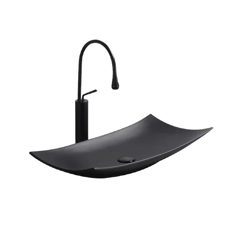 Black rectangular counter basin wash basin ceramic bathroom art wash tray wash basin