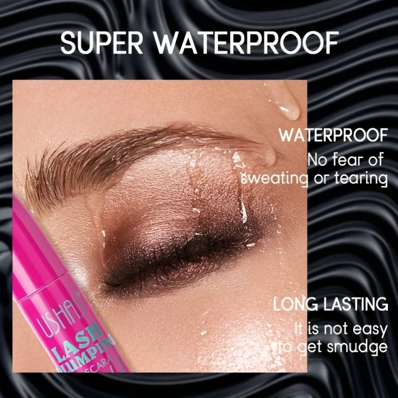 USHAS meistverkaufte Wimpern-Aufpolsterungs-Wimperntusche aus Seidenfaser, 4D-Wimperntusche, natürliches Verlängerungsvolumen, schnell trocknend, wasserfest, langlebig, nicht verschmierend