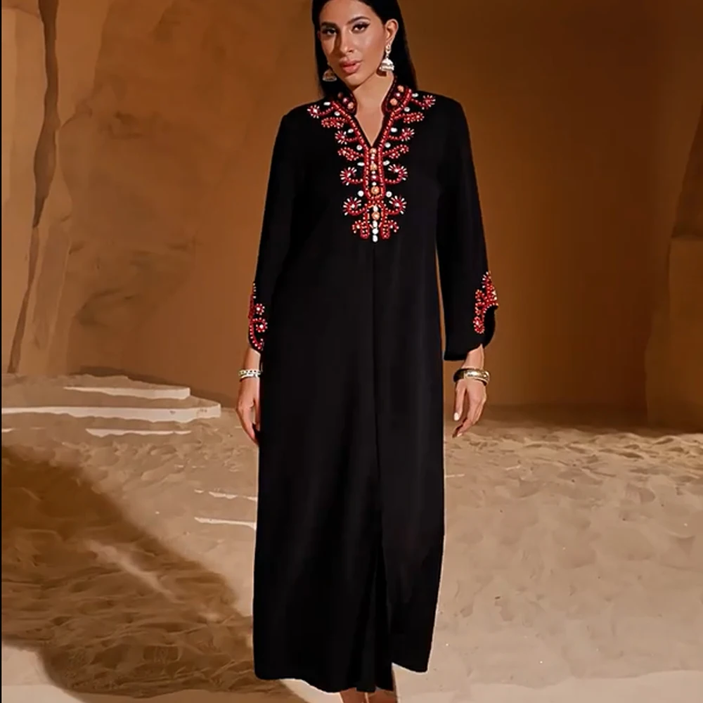 

Eid Morocco Kaftan Ramadan Muslim Women Dress Diamonds Abaya Dubai Party Gown Islam Clothing Caftan Femme Robe Djellaba Jalabiya