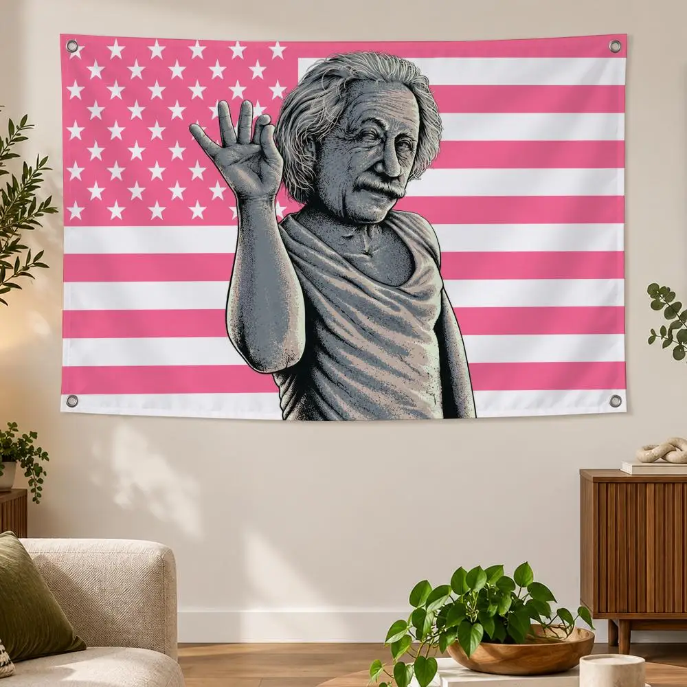 Scientist A-Albert Einstein Flags Banner Decor for Bedroom,Garden,Party,Club,Indoor Outdoor, Fan Gift