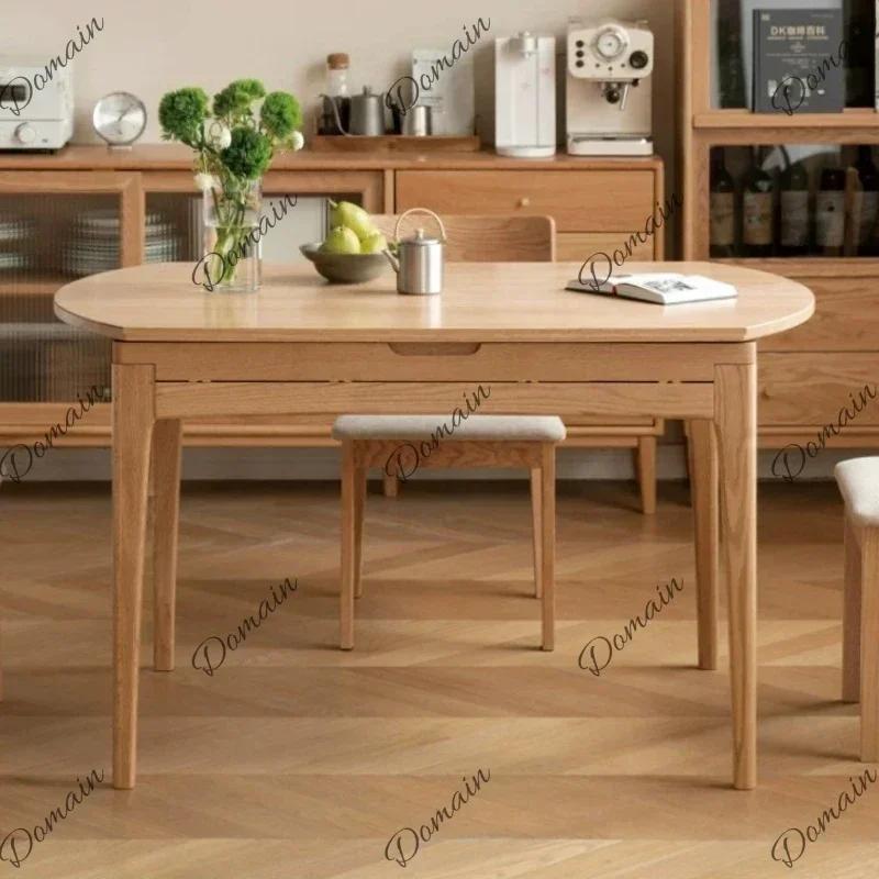 XM Home Modern Solid Wood Folding Dining Table Household Round Tables Retractable Dining Room Table With 4 Chairs Kitcjen Furnit